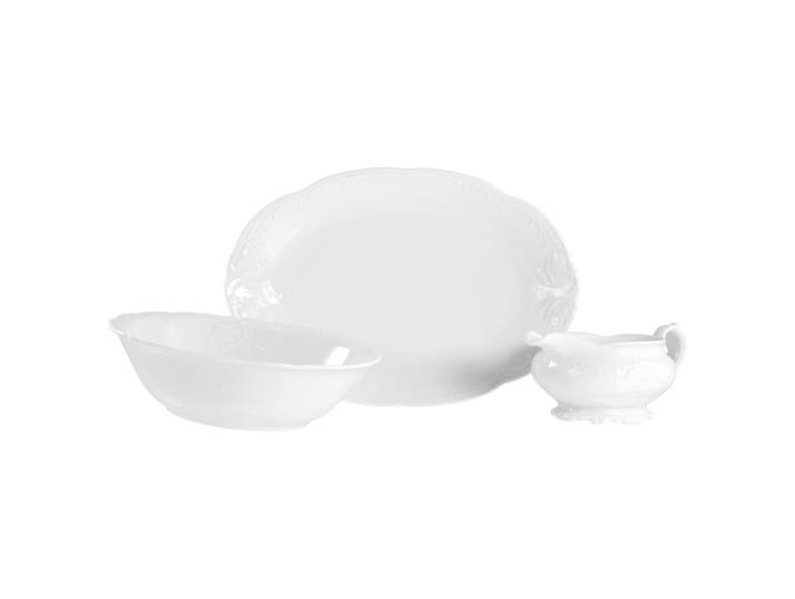 Creatable Servierset 3Tlg. Frederike weiss, Weiß, Keramik, 3-teilig, lebensmittelecht, Geschirr, Geschirrsets, Kombiservice
