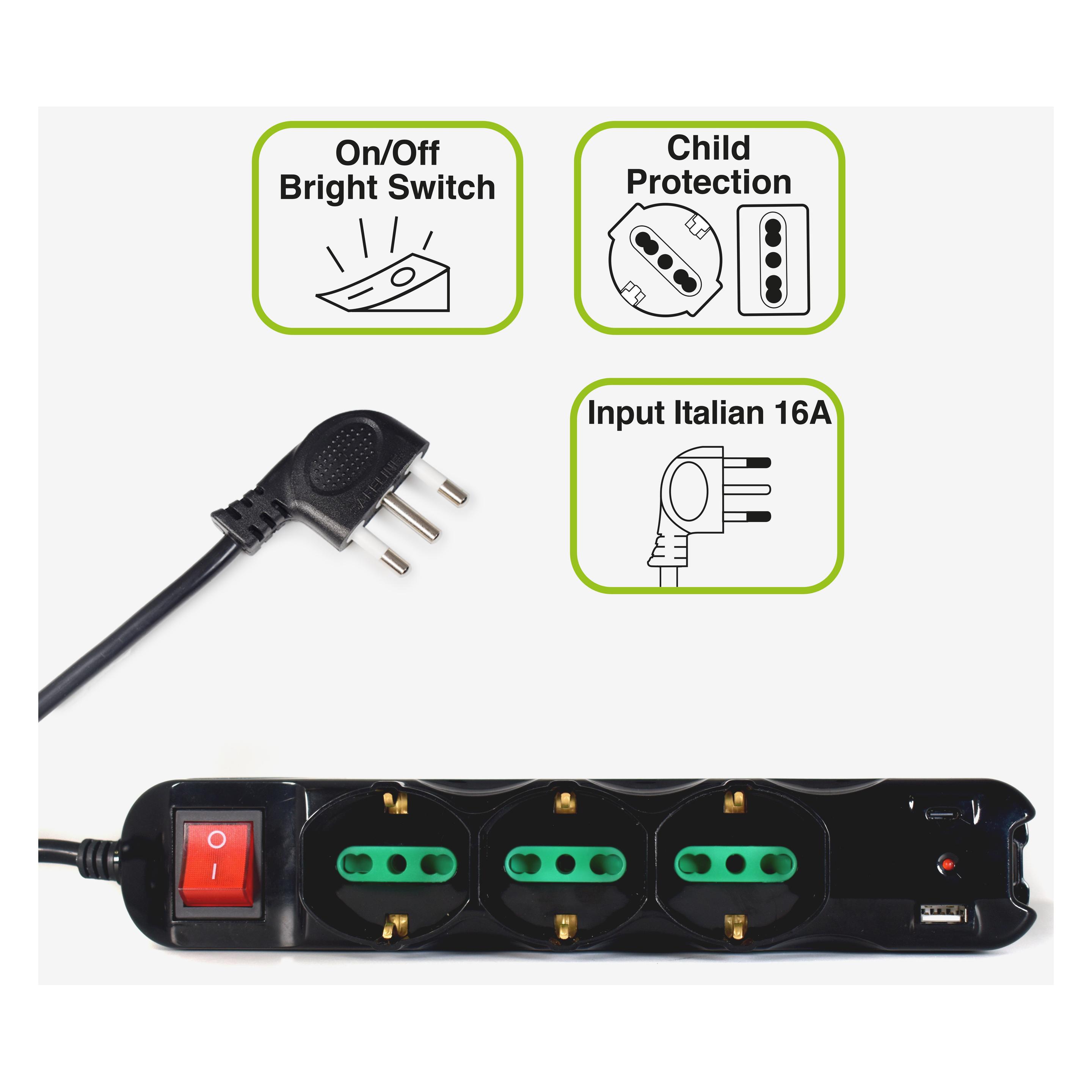 Tecnoware Power Systems Power Cleaner 9 (9x, CEE 7/3, USB-A, USB-C) (FMP9IIGUSB)