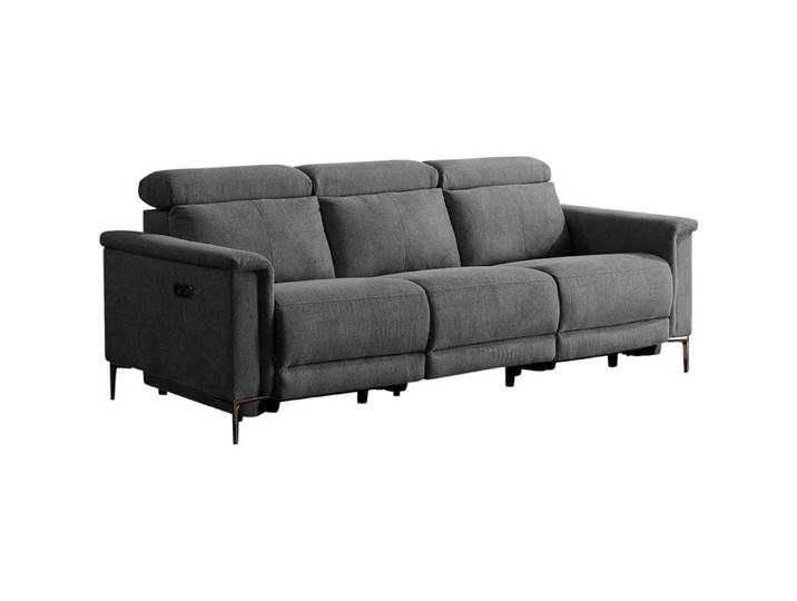 Lund-canapé 3 Places Avec 2 Fauteuils Électriques En Tissu Anthracite