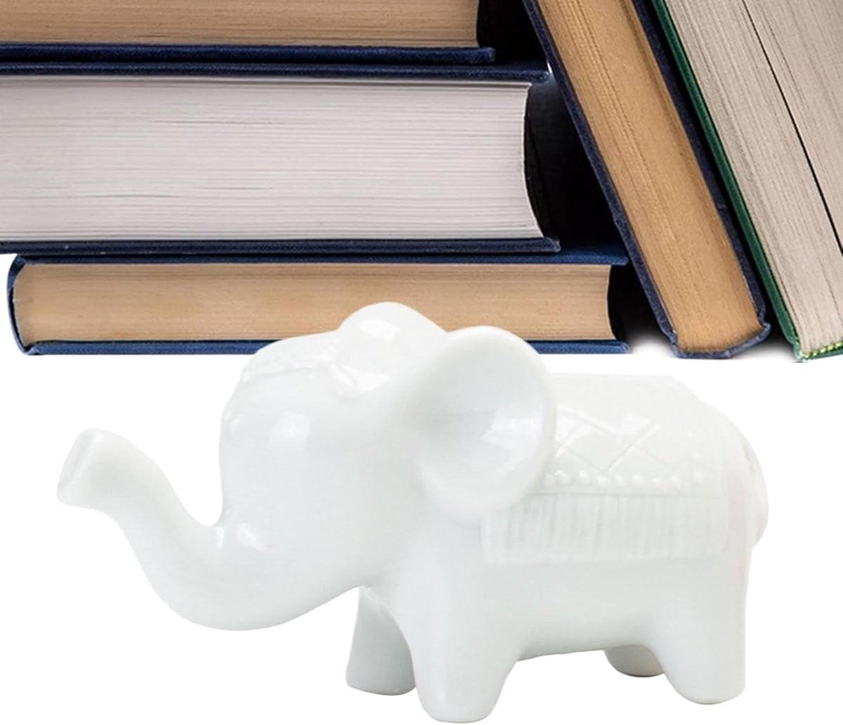 Wit Keramisch Olifant Beeldje Geluk Decoratie Breedte: 10 cm