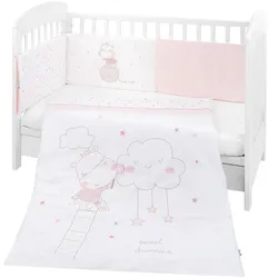 Kikkaboo Bettwäsche 4-teilig Decke 135 x 95 cm Bezug Nestchen Bett 120 x 60 cm rosa