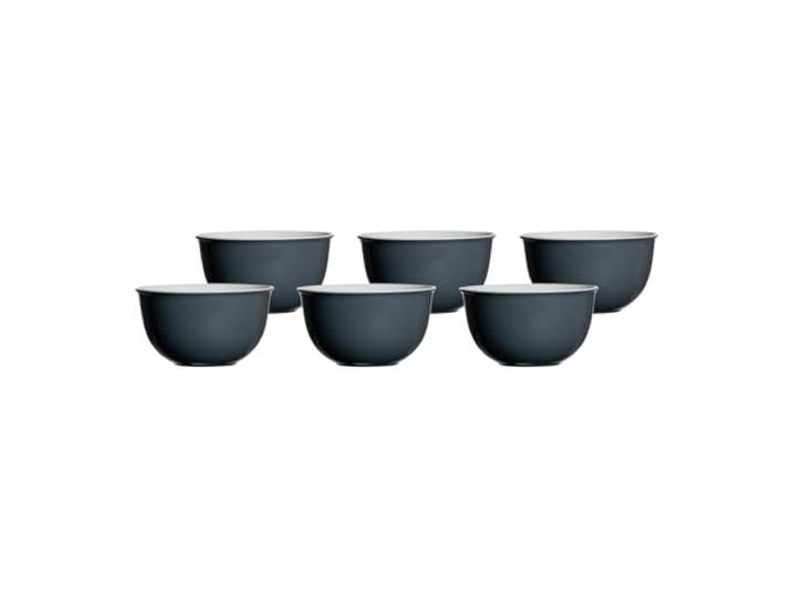 Ritzenhoff & Breker Doppio Müslischalen ø 14 cm, 6er Set, Schalen mit farbiger Außenseite, Buntes Mix-und-Match-Geschirr, Porzellan, Anthrazit