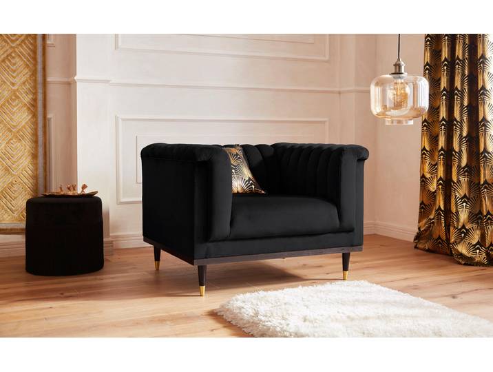 Sessel HOME AFFAIRE Chamby , schwarz, B:100cm H:71cm T:85cm, Luxus-Microfaser Lederoptik (100% Polyester), Scheuertouren: 40.000, Pilling: 4;Samtoptik (100% Polyester), Scheuertouren >100.000, Pilling: 5, Sessel, Sessel, mit Holzrahmen unten und Steppung im Lehnenbereich