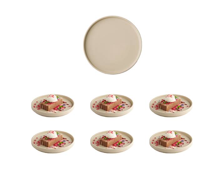 home24 Bord The Grid Ø 20cm beige/beige set van