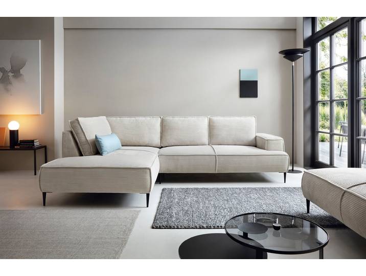 Masseno Ecksofa DUNA Modisches Sofa für Wohnzimmer, Bequemes Couch - Beige, POSO 100