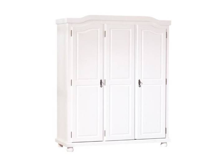 Armoire 3 portes en pin massif blanc - CHAMBERY