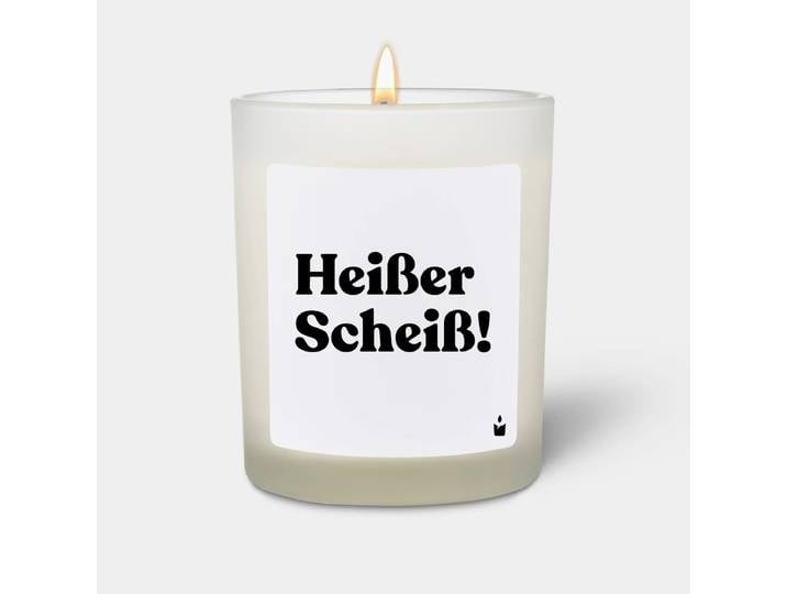 Duftkerze Weiss Woody Heißer Scheiß!