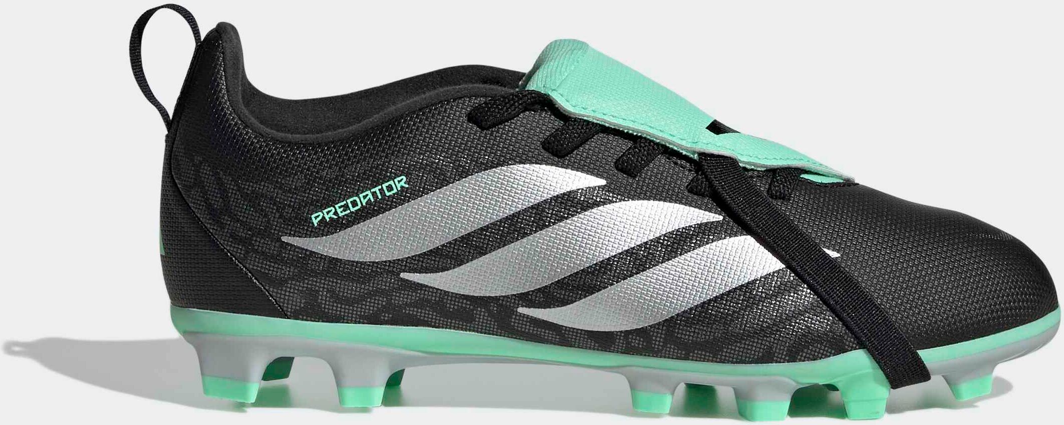 Fussballschuh ADIDAS PERFORMANCE "PREDATOR CLUB KIDS, FESTE BÖDEN/GEMISCHTE BÖDEN, UMSCHLAGBARE ZUNGE", Jungen, Gr. 31, schwarz (core schwarz, silber metallic, pulse mint), Synthetik, Schuhe Fussballschuh, für viele verschiedene Böden geeignet core schwar