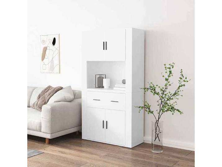 Buffet - Bahut/Commode couloir Blanc Magnifique Buffet haut - pour Rangement - Blanc - bois d'ingénierie CL1628321