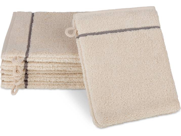 Waschhandschuh ROSS Überkaro 9032 , beige (natur, flanell), B:12cm L:20cm, Frottier, Frottier, Handtücher, Waschhandschuh, 100% Baumwolle, made in Germany