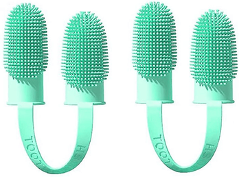 United Pet Finger Toothbrush For Dog And Cat Teeth Cleaning blue Green
