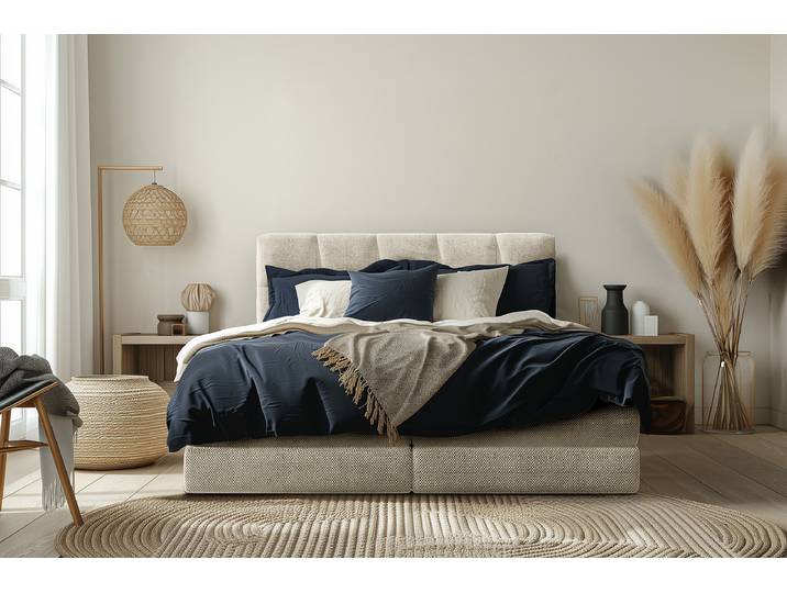 Boxspringbett Leanne 180 x 200cm Strukturstoff Onka Beige H3