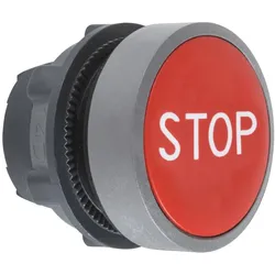 Schneider Electric ZB5AA434C0 Drucktaster, Frontelement, Harmony XB5, Kunststoff, 22mm, hellgrau, rot, beschriftet STOP, tastend