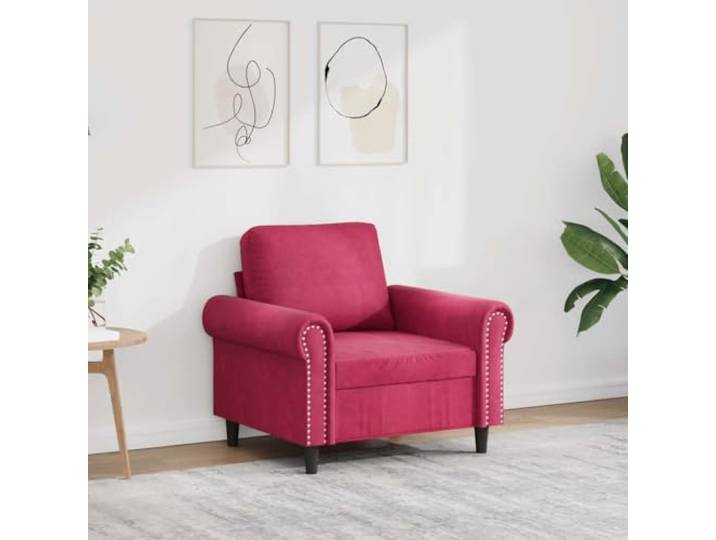 HEFZGDB Weinroter Samt Sessel 60 cm Breite mit Metallgestell und Polsterung für Wohnzimmer Komfort Stuhl