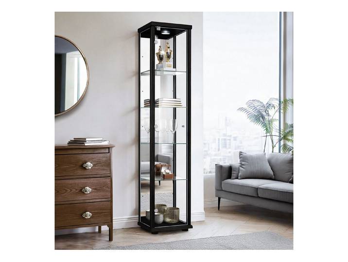 K-Möbel Glasvitrine C1083 (Glasvitrine (176x37x33 cm) mit 1 Glastür) Glasvitrine Stehend