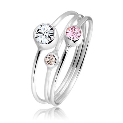 Ring-Set ELLI "Ring Stapelring Set Kristalle 925 Silber" Gr. 54, bunt, Fingerringe, Damen, 54,mit Stein, Silber 925 (Sterlingsilber), 5mm
