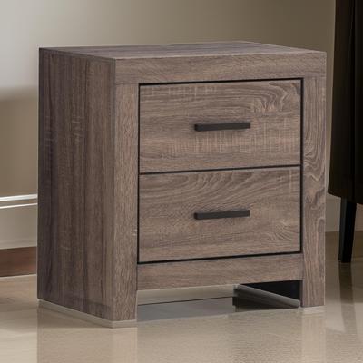Benjara 2 Drawer Nightstand with Metal Bar Pulls, Brown