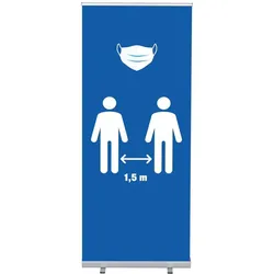 Roll-Banner Budget 85 Komplettset Mask und 1,5 Meter Abstand Blau