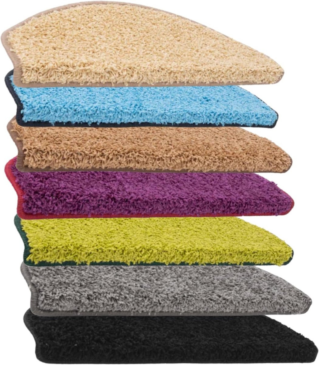 Shaggy Trapmatten Barcelona Beige - Hoogpolig, Zacht & Antislip Bescherming voor Traptreden