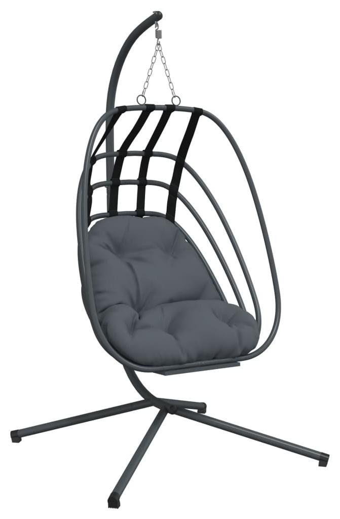 vidaXL Hangstoel met standaard, egg chair, antracietkleurig staal