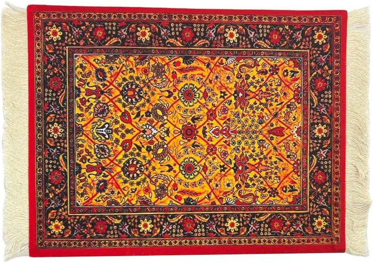 Mini Tapijt Muismat met Oosters Perzisch Patroon - 28 x 18 cm