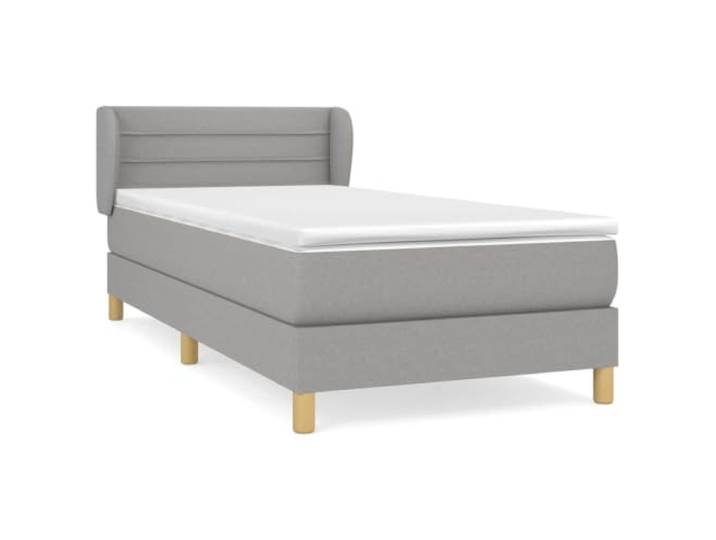Makastle Boxspringbett mit Matratze Hellgrau 100x200 cm Höhenverstellbares Kopfteil