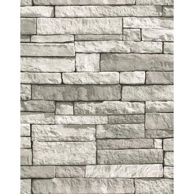 Vliestapete WOW "Steine", grau, B:0,52m L:10m, Vlies, Tapeten, Grau - 10m x 52cm