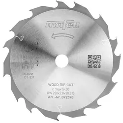 Mafell Sägeblatt KSB-WL 280 GT, HW, 280 x 2,8 x 30 mm, Z15-5, WZ/FZ, Wood Rip Cut