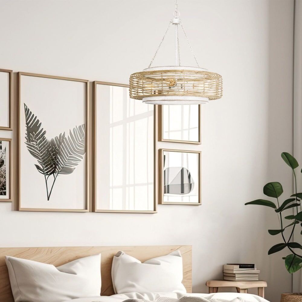 ELSTEAD LIGHTING Suspension 4 Lumières Acier, Verre Naturel, Verre Blanc 231x37x50cm