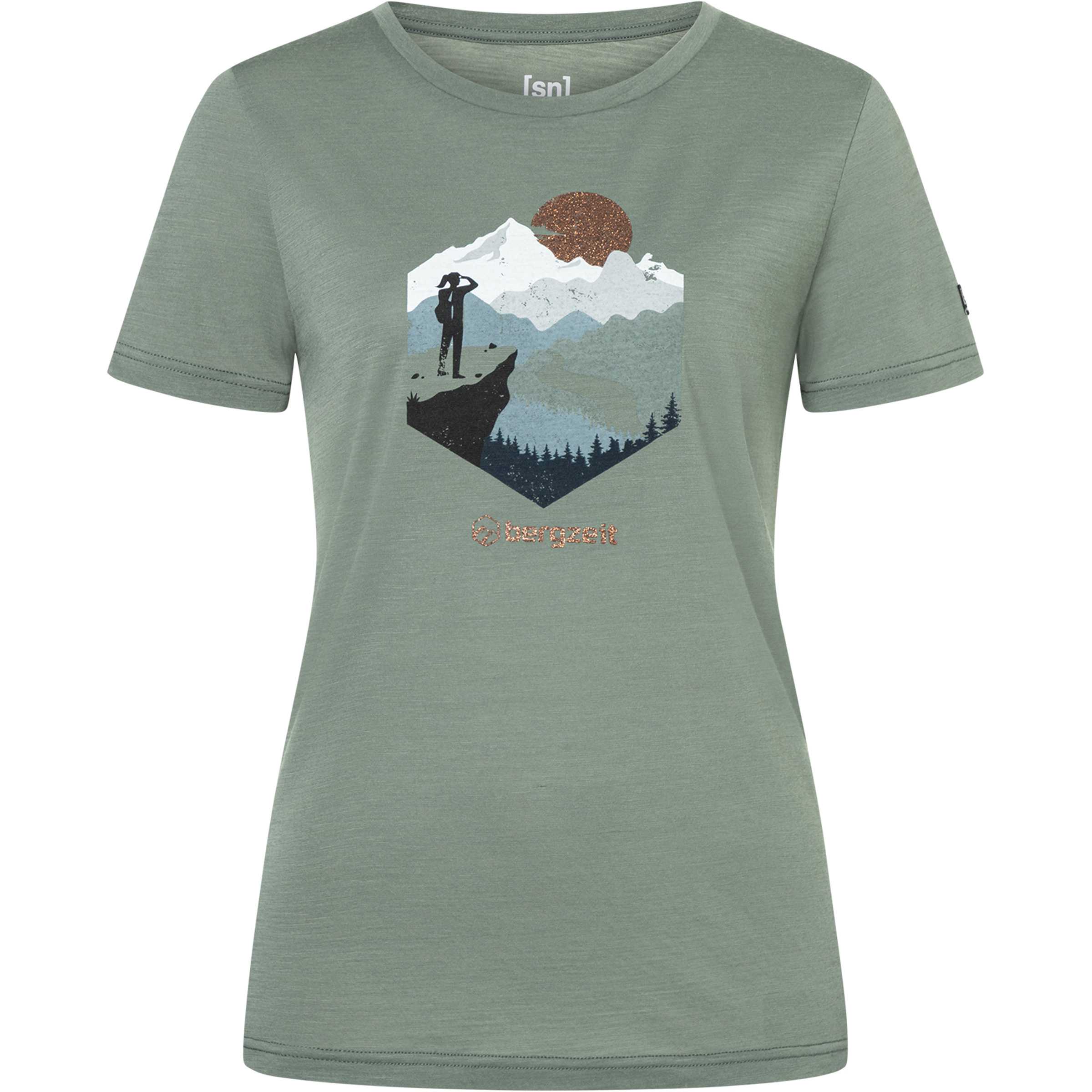 Super.Natural Bergzeit What A View Damen T-Shirts oliv Größe XS Trekking Hautfreundlich Merinowolle
