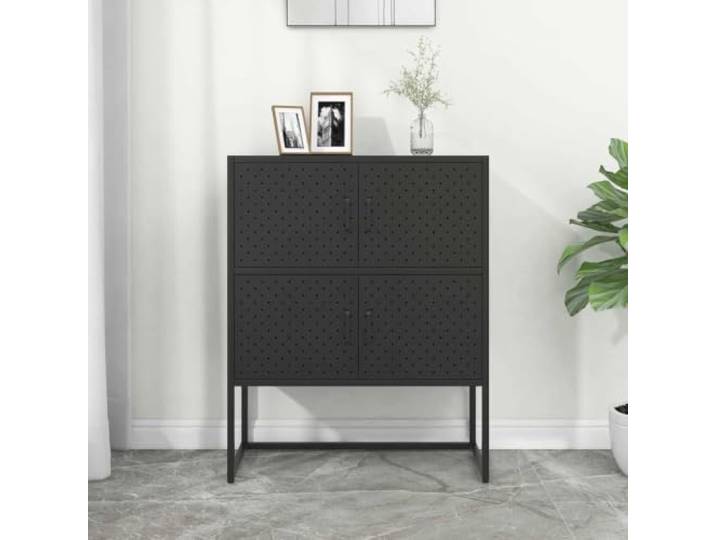 BOWEKAM Highboard Schwarz 80 x 35 x 100 cm Stahl, Schränke & Aufbewahrung, Aufbewahrungsschränke & Schließfächer