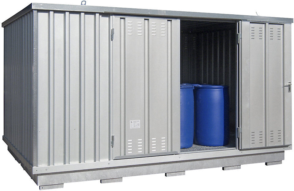 Gefahrstoff-Container auch zur aktiven Lagerung entzündbarer Stoffe, Außen-HxBxT 2400 x 4075 x 2875 mm, verzinkt LaCont