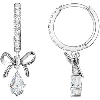 Paar Creolen THOMAS SABO "mit Schleifen-Anhänger", bunt (silberfarben, weiß, weiß), Ohrringe, Damen, Silber 925 (recycelt), mit Zirkonia (synth.)