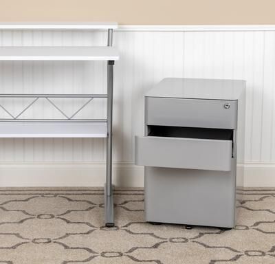Flash Furniture Modern 3-Drawer Mobile Locking Filing Cabinet Storage Organizer