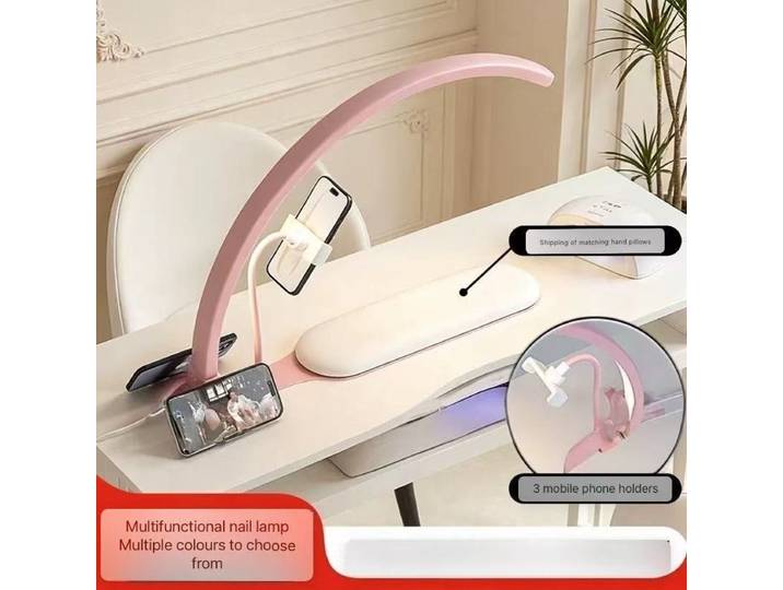 Nouvelle lampe demi-lune pour table de manucure, lampe à ongles avec repose-bras, salon de beauté, manucure, lumière LED demi-lune à intensité variable