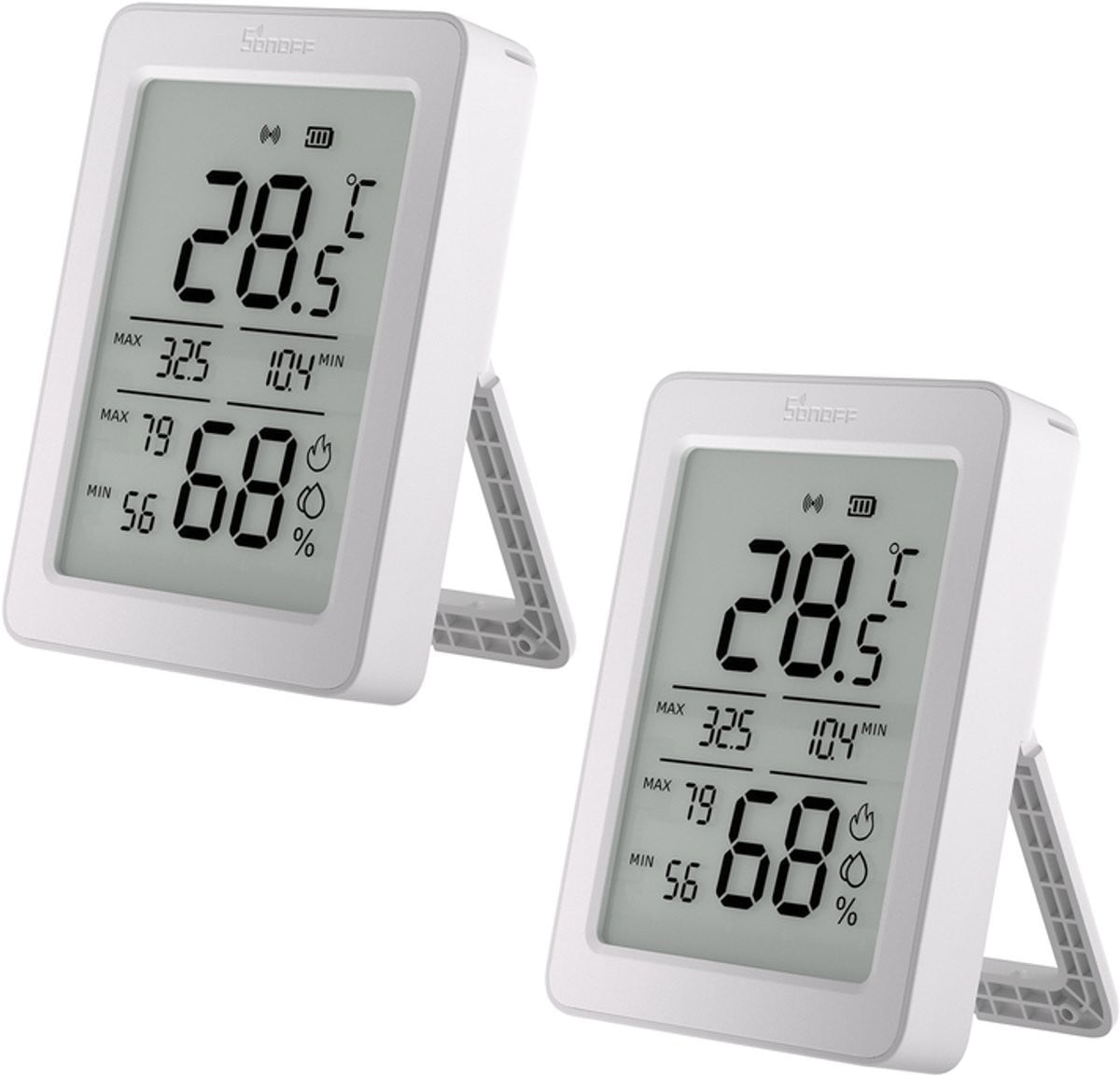 SONOFF SNZB-02DR2 AirGuard TH Slimme Zigbee Temperatuur- en Vochtigheidssensor met LCD-display, Set van 2