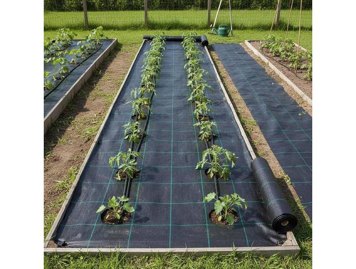 Toile anti-mauvaises herbes noire en PP 1x150 m, tissu protecteur résistant pour le contrôle des mauvaises herbes, idéale pour jardin, potager, patio, aménagement paysager, usage extérieur domestique
