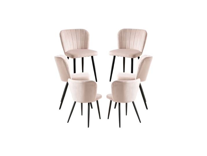 6er Set Luk Samt Stühle - Beige