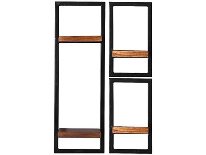 LaNatura Panama Wandregal 3-teilig Mangoholz Natur Altmetall Schwarz Massivholz