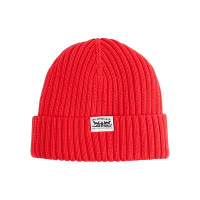 Strickmütze LEVI'S "SUNSET BEANIE", Herren, rot (mars rot), Baumwolle, Mützen Strickmütze