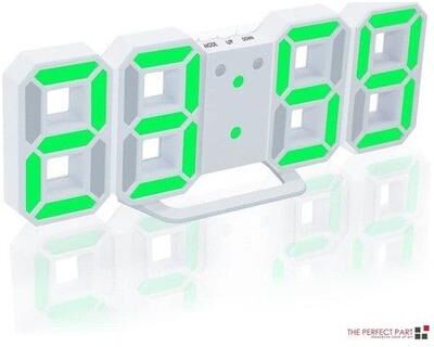 The Cart Load LED Big Wall Clock, USB Powered Digital Alarm, Snooze Function, Auto Brightness green