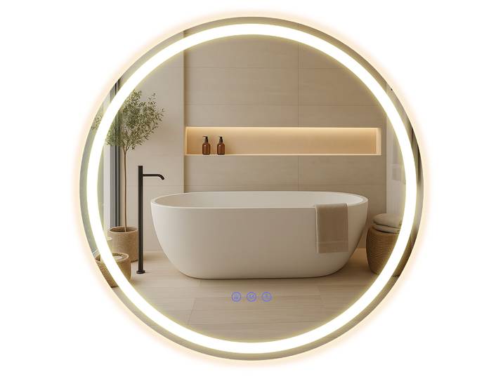 Badezimmerspiegel LED rund 61 cm Anti-Beschlag