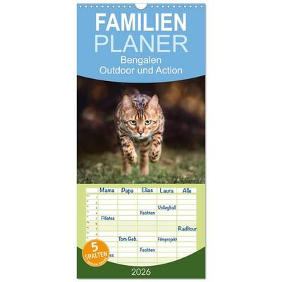 Familienplaner 2026 - Bengalen Outdoor und Action mit 5 Spalten (Wandkalender, 21 x 45 cm) CALVENDO