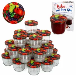 100er Set Sturzglas 230 ml To 82 Obst Deckel incl. Diamant Gelierzauber Rezeptheft