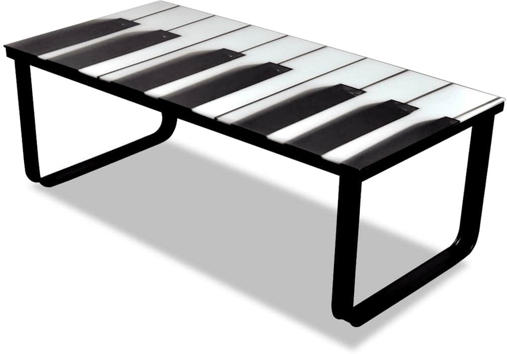 vidaXL Table basse avec impression de piano Dessus de table en verre