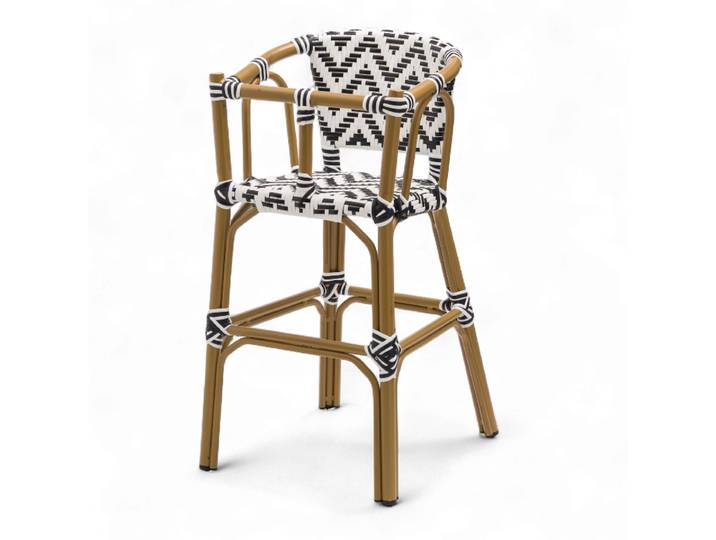 Chaise haute bébé ALMA - Tressage Noir et Blanc