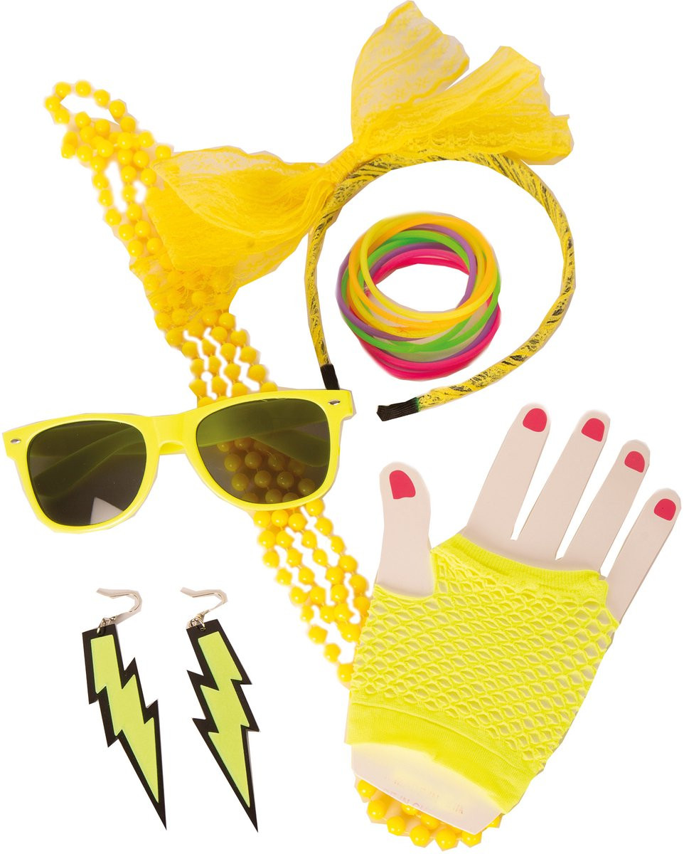 Foute Party Accessoires Set Neon Geel voor volwassenen