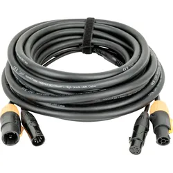 DAP FP23 Hybrid Cable - Power Pro True & 5-pin XLR - DMX / Power 10 m - schwarze Ummantelung