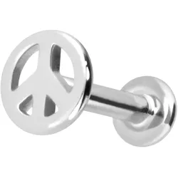 14 Karat Gold Labret mit Push Fit PEACE-ZEICHEN