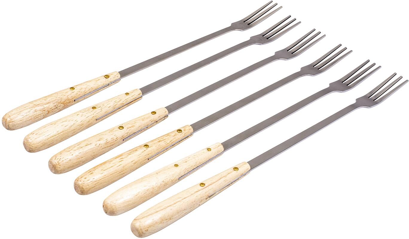 Fonduegabel KADASTAR "Chalet", bunt, Edelstahl, Essgabeln, Fonduegabel, Griff aus Gummibaumholz (China) bunt Einheitsgröße